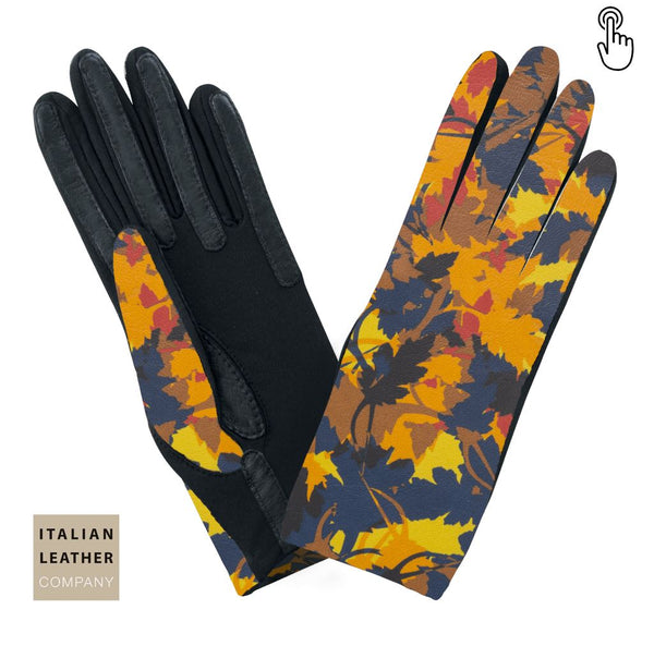 Gant Femme Imprimé Feuille Tactile Gant Glove Story Feuille Jaune TU 18% Elastomère-82%Polyamide / 100% Polyester