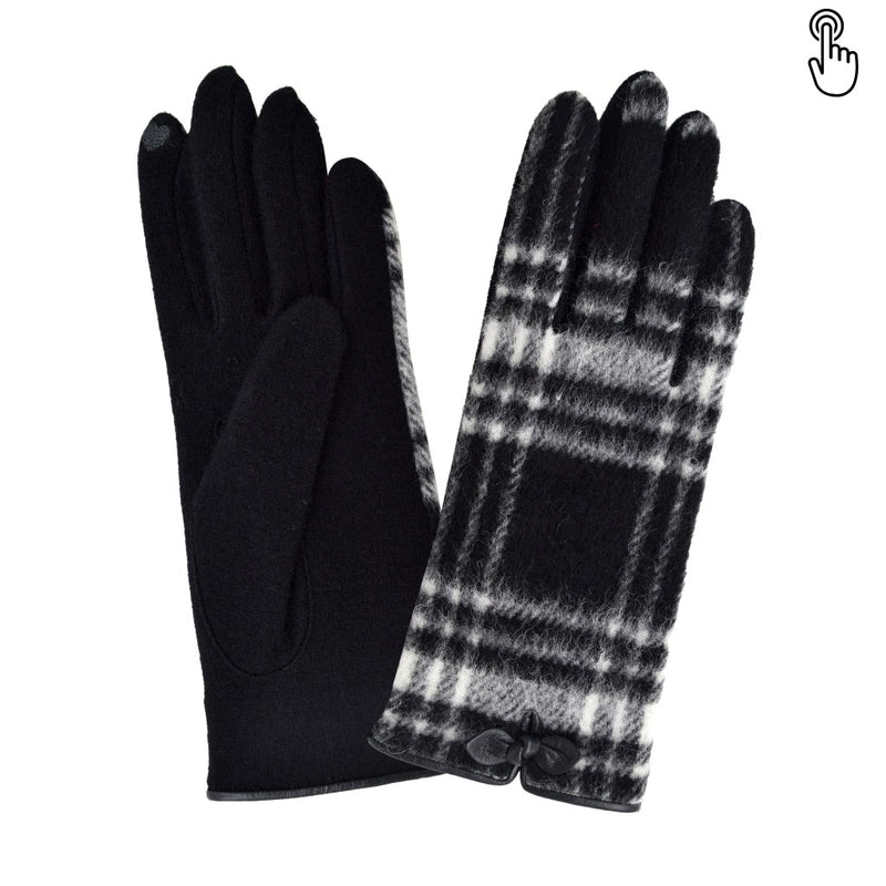 Gant laine femme imprime type ecossais. TACTILE Gant Glove Story Noir/Blanc TU Tissus 80% laine-20% nylon