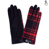 Gant laine femme imprime type ecossais. TACTILE Gant Glove Story Noir/Rouge TU Tissus 80% laine-20% nylon