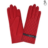 Gant laine femme matelasse et noeud cuir. TACTILE Gant Glove Story Rouge TU Tissus 80% laine-20% nylon