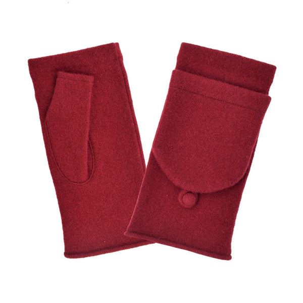 Gant laine femme mitaine aves revers Gant Glove Story Bordeaux TU Tissus 80% laine-20% nylon