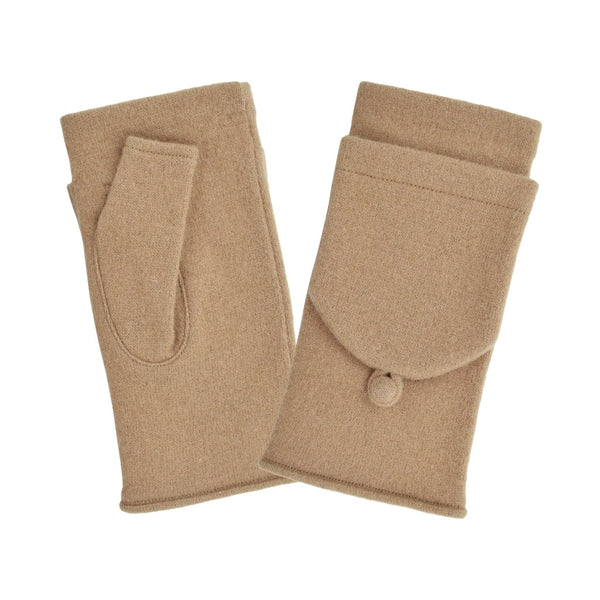 Gant laine femme mitaine aves revers Gant Glove Story Camel TU Tissus 80% laine-20% nylon