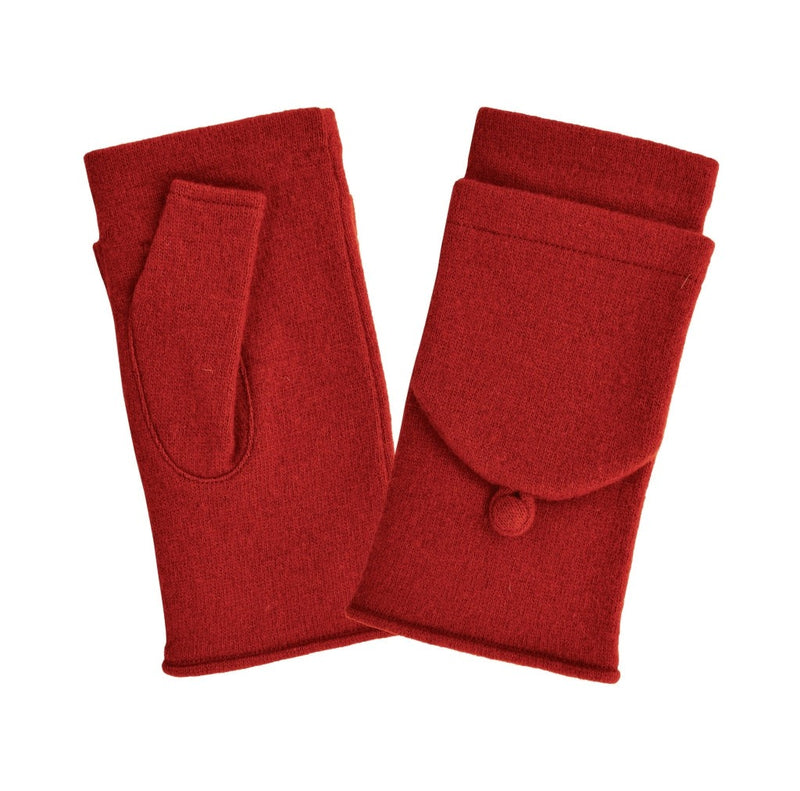 Gant laine femme mitaine aves revers Gant Glove Story Rouge TU Tissus 80% laine-20% nylon