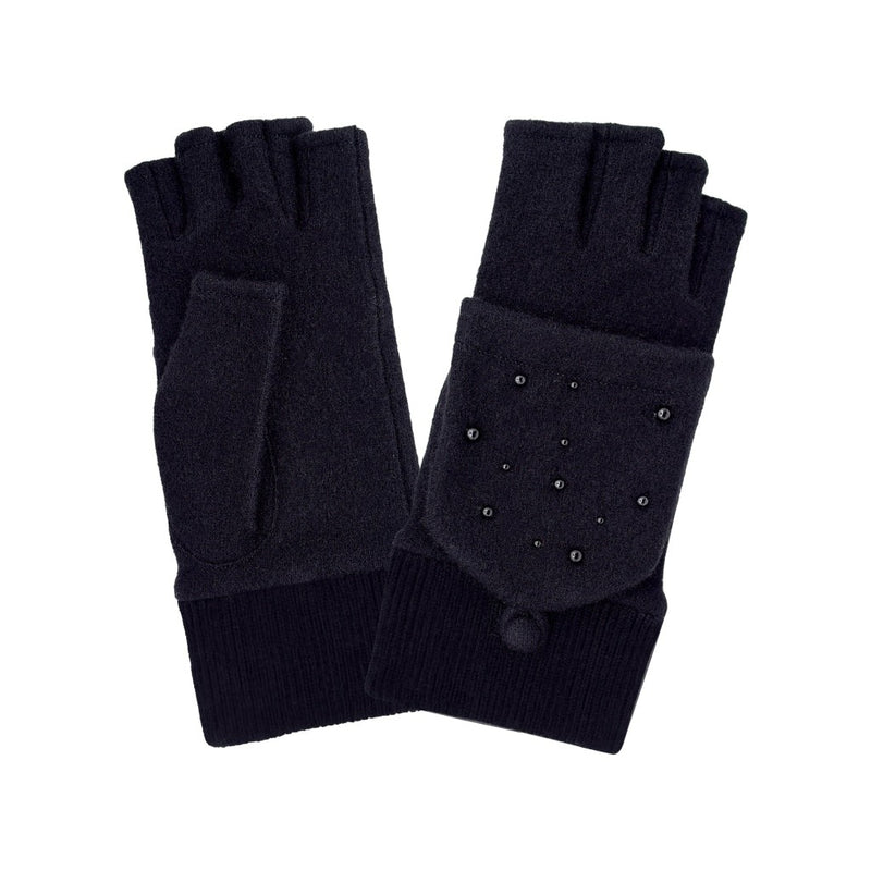 Gant laine femme mitaine doigts revers et manchette Gant Glove Story Noir TU Tissus 80% laine-20% nylon