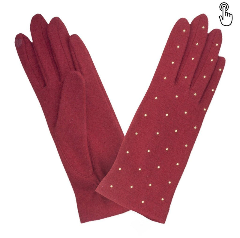 Gant laine femme studs all over TACTILE Gant Glove Story Rouge TU Tissus 80% laine-20% nylon