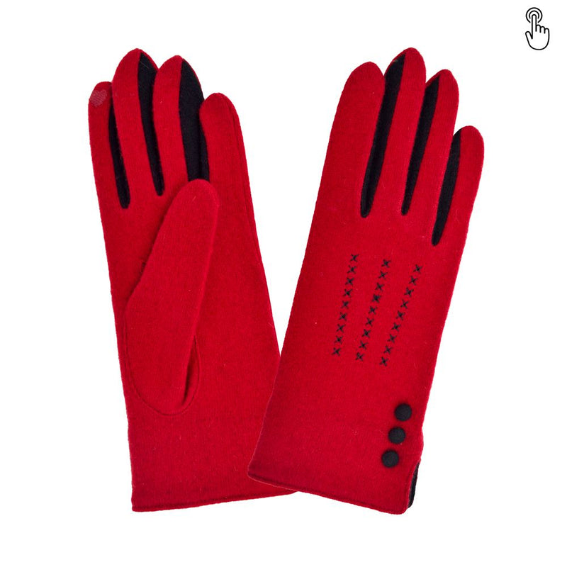 Gants 80% laine 20% nylon-Tactile-31161NF Gants Glove Story Rouge TU 