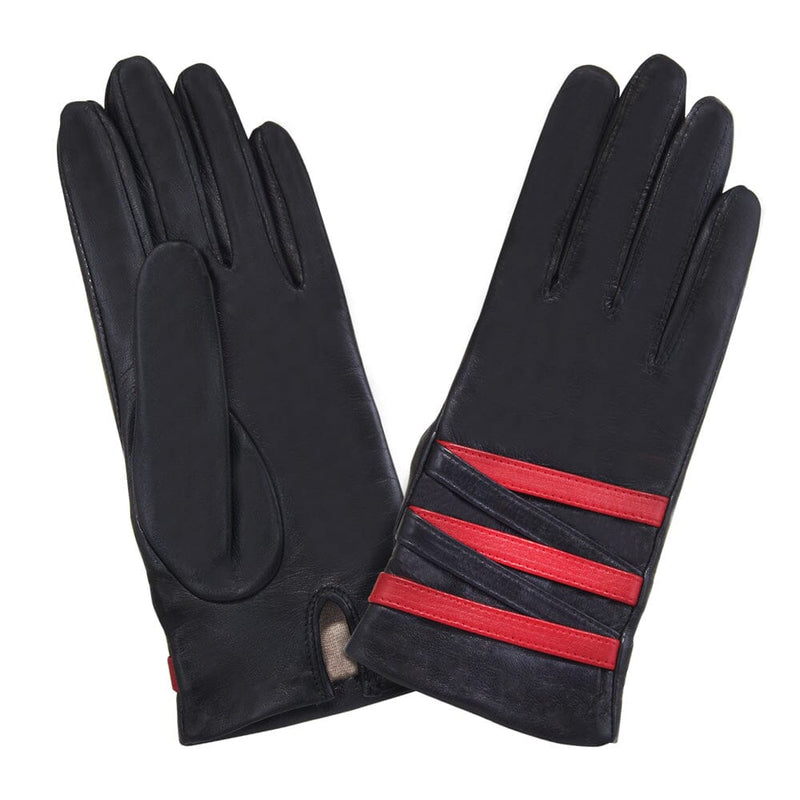 Gants cuir agneau-100% soie-21436SN Gant Glove Story Noir/Rouge 6.5 