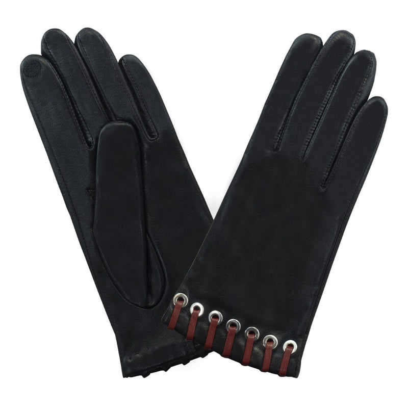 Gants cuir agneau-100% soie-21514SN Gloves & Mittens Glove Story Noir/Rouge 6.5 