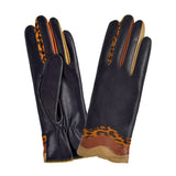 Gants cuir agneau-100% soie-21558SN Gant Glove Story Noir-Animal 6.5 